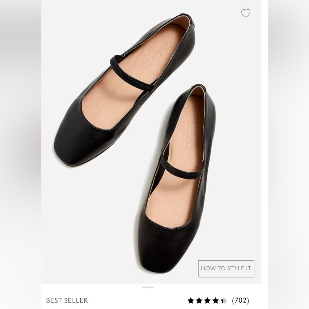 Madewell Black Leather Mary Jane Flats